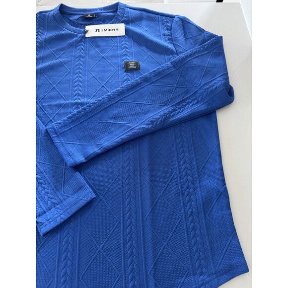 JMIERR Men Casual Long Sleeve Shirt Crew Neck Collar Pullover Sweatshirt XL blue - Picture 11 of 14